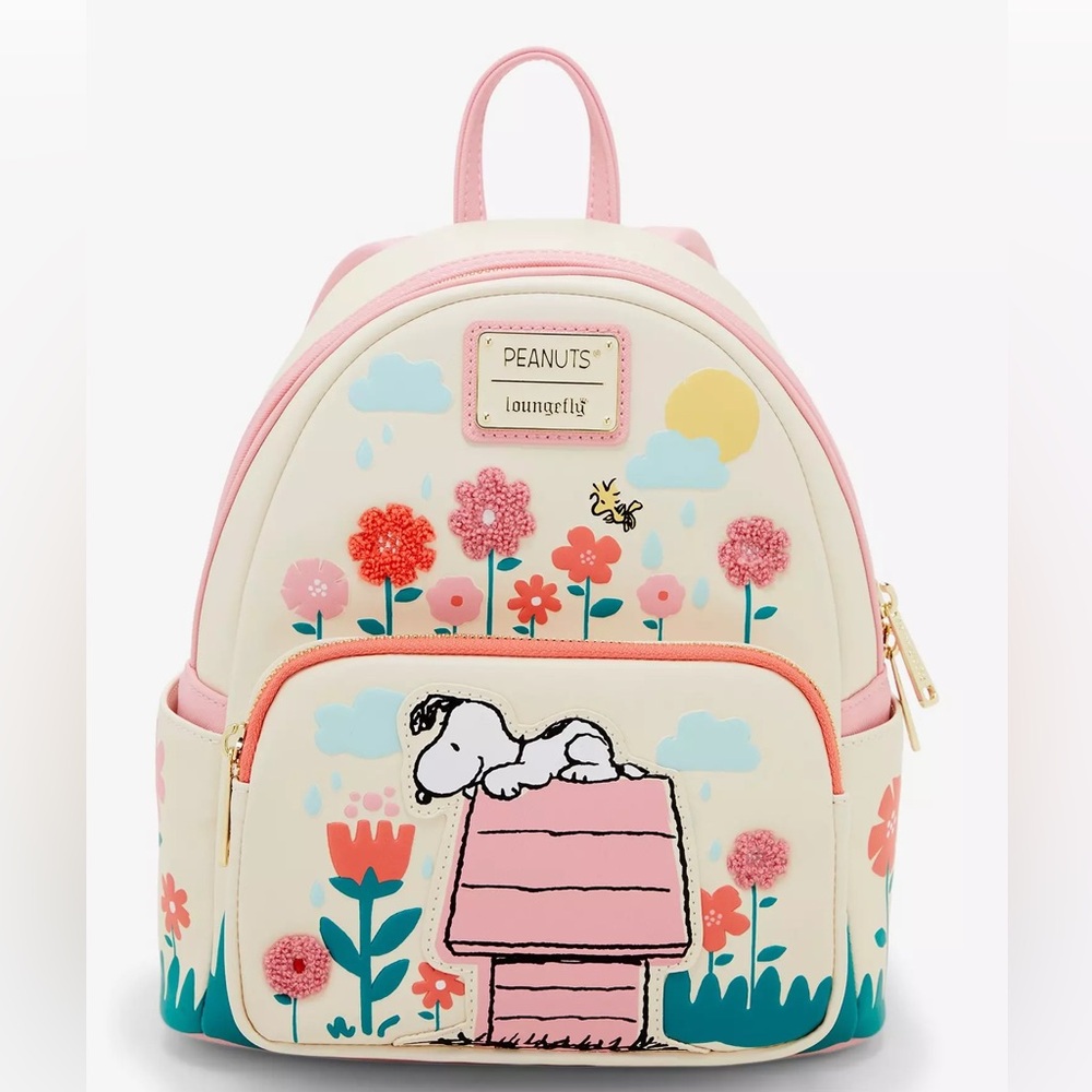 Loungefly Peanuts Floral Backpack with Pink Accents